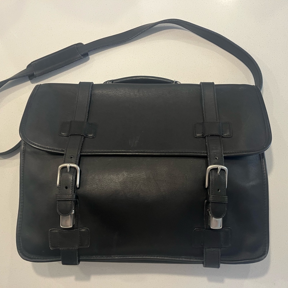 Vintage Coach Black Leather Briefcase Unisex